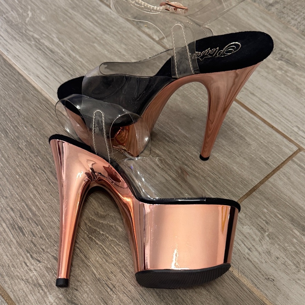 Elegant Pleaser Rose Gold Platform Heels